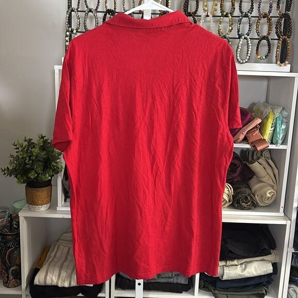 Michael Kors Red Polo Shirt for Men large soft MK logo front pocket - Picture 7 of 7